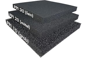 Pondlife Aquaristik Teich Filterschaum Filterschwamm schwarz Größe 50x50x3cm grob 10PPI