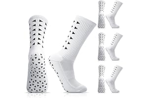 Zuimei 3 Pairs Grip Socks Football Socks White Gain the Edge Grip Socks for Men Anti Slip Sports Socks with Silicone Dots, Breathable Soccer Socks for Basketball Hiking Running