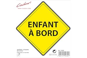 Cadox - Adhésif pour voiture Enfant à Bord - Losange Jaune - Sticker prédécoupé sur vinyle blanc - Pour signaler un passager vulnérable aux autres conducteurs - Fabriqué en France
