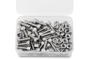 MINHER M6-1.0 x 20mm 30PCS Socket Head Cap Screws Bolts and Nuts Set 304 Stainless Steel 18-8 Allen Socket Drive