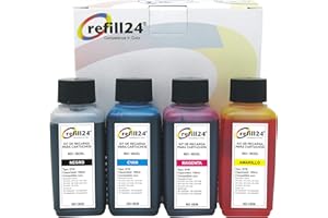 refill24 Nachfülltinte kompatibel mit Epson 603 / 603XL Druckerpatronen, Nachfüllset passend für Expression Home XP und Workforce WF Drucker, Refillset mit 400 ml Druckertinte