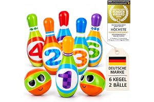 all Kids United® Bowlingset för Barn – 6 Käglor & 2 Bollar i PU-skum