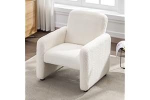 ‎WAHSON OFFICE CHAIRS Wahson Sessel Teddystoff Ohrensessel mit Armlehnen Loungesessel modern Relaxsessel für Wohnzimmer/Lesezimmer, Weiß