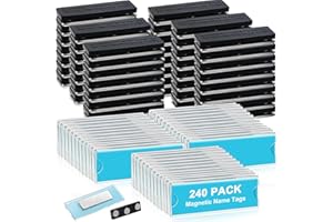 LEINUOSEN 240 Pack Name Badge Magnets Kit Acrylic Magnetic Name Tag Holders Magnetic Name Badge Holders with Blank Printable Paper Inserts 3 Magnets Clear Adhesive ID Holder for Business Events School Office