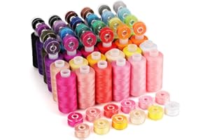 Coquimbo Fil à Coudre Kit, 36 Couleurs 400 Yards de Fil de Machine à Coudre et 36 Bobines de Canette pour Coudre à la Main et Machine à Coudre