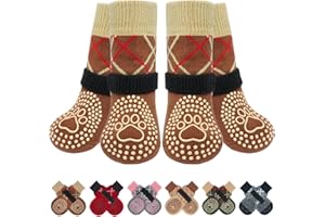 BEAUTYZOO Hundesocken gegen Lecken von Pfoten, rutschfeste Hundeschuhe für heiße Gehwege, Hartholzböden, Traktionskontrolle, Zehengriffe, Stiefel und Pfotenschutz für kleine, mittelgroße und große