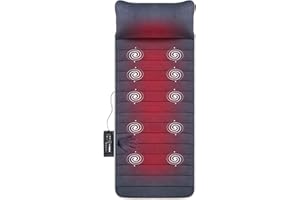 Snailax Tappetino Massaggiante Memory Foam con Calore Scaldaletto Elettrico con 6 Materassi Riscaldanti per Terapia, 10 Motori a Vibrazione, Materasso Massaggiante per Tutto il Corpo