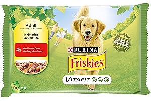 Purina Friskies Hundefutter feucht geliert mit Rindfleisch und Karotten, 40 Beutel à 100 g