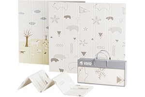VIVO TECHNOLOGIES Baby Play Mat, Large Reversible & Foldable Waterproof Foam Playmat 180x150cm, Double-Sided Non-Slip Toddler Floor Mat for Crawling, Tummy Time, Nursery, Portable Floor Mat, Farm