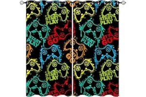 ZZTBQ Kinder Jungen Gamepad drucken Verdunkelungsvorhang Mit Ösen, Spielthema Bunt Gamer Blickdichte Vorhänge Modern Game Controller Dekorative 220x215cm Für Jungen Mädchen Kinder Schlafzimmer