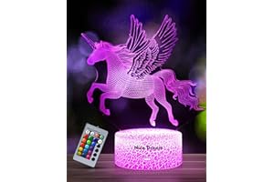 Nice Dream Veilleuse Licorne pour Enfants, Cadeaux Licorne pour Filles, Télécommande 16 Couleurs Changeantes Dimmable, Lampe LED Illusion 3D pour Garçons Salon Chambre Décor