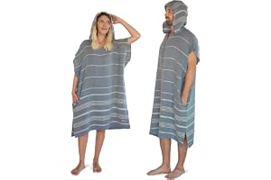 LeStoff Surfponcho, 50% hampa, 50% ekobomull, Jeansblå, S/M | Badrock, handduksponcho och ombytesplagg för strand, simning oc
