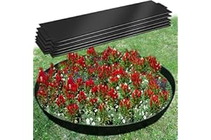 LZQ Rasenkante 30mx18cm Verzinkt Beeteinfassung Beetumrandung Mähkante Metall Palisade, 30 Stücke Schwarz Länge: 100cm - Höhe: 18 cm