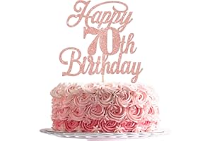 Xsstarmi 1 Pack Happy 70th Birthday Cake Topper Glitter Number 70 Birthday Cheers to 70 Years Cake Pick for Happy 70th Birthday Party Cake Decorations Supplies Rose Gold