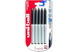 Penna rollerball UBA-188-L Air, inchiostro nero Uni-ball Super Ink, a prova di manomissione, pennino per penna stilografica, confezione da 5 pezzi