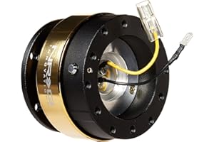 NRG Innovations Kit di sgancio rapido per volante Gen 2.0, modello bullone 6x70mm e 6x74mm, corpo nero, anello oro cromato, NRG-SRK-200BK-CG