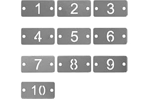 STAYMAX Rechteckige Metall-Nummernschilder aus Edelstahl, mit zwei Löchern (1–10)