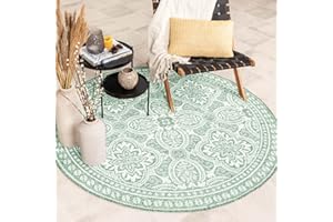 ‎FRAAI | HOME & LIVING FRAAI In- & Outdoor Teppich Rund - Summer Oriental Grün Ø 200cm - Wetterfest - Polypropylen - Flachgewebe - Balkon, Garten/Terrasse - Terrasse - Carpet