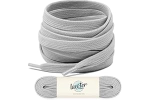 Laceter Lacets Plats Premium 100% Coton - Lacets Chaussures - Lacets de Baskets pour Converse, Nike, Adidas, Vans - Lacets Blancs ou Couleur - Largeur 8 mm