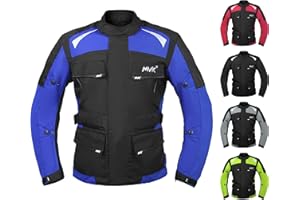 HMM Motorcycle Jacket for Men Textile Motorbike CE Armoured Cordura Waterproof Jackets All-Weather (XXXXX-Large, Blue)