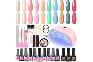 ‎PEACECOLOR PEACECOLOR UV Nagellack Set mit UV Lampe 36W, 10 Farben Gellack UV Gelnägel Set Base Coat Top Coat Nagelset Gelnägel Starterset Nagelstudio Set Komplett Nagel Sets Nägel Selber Machen