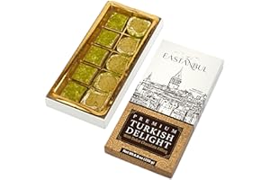 Eastanbul Premium Turkish Delight with Dubai Chocolate Filling, 250gm, Turkish Delights Pistachio, Lokum, Pistachio Candy Gift Box, International Candy, Lokum, Matcha