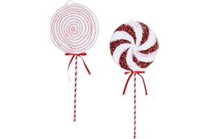 Toyland® Confezione da 2 - Lecca-Lecca Gigante Scintillante Rosso e Bianco Decorazioni da Appendere all'albero di Natale (37 cm)