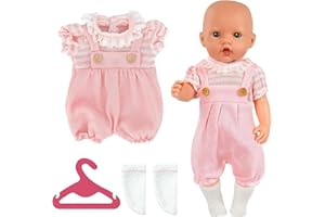 Aolso Baby Doll Clothes for 14-18 Inch Doll 35-45 cm Baby Doll, New Doll Clothes Outfits, Sweet Outfits Short Sleeve Overalls with 1 Coat hanger, New Born Baby Dolls Girls Birthday