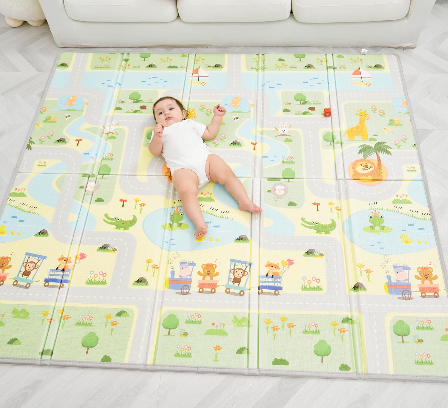 SUPERBE BEBE Alfombra Gateo Infantil Impermeable, Reversible y Plegable 180x200x1,5cm. Certificado CE. Esterilla Bebe Ideal para la habitación del niño o la niña. Gran Formato Regalo Bebe