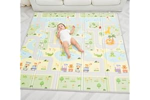 SUPERBE BEBE Mata dla niemowląt, mata do zabawy, 180 x 200 x 1,5 cm, dwustronna i nietoksyczna, gruba, składana, wodoodporna pianka, dywan dla dzieci. Mata do raczkowania, dywan do zabawy, mata podłogowa, prezent