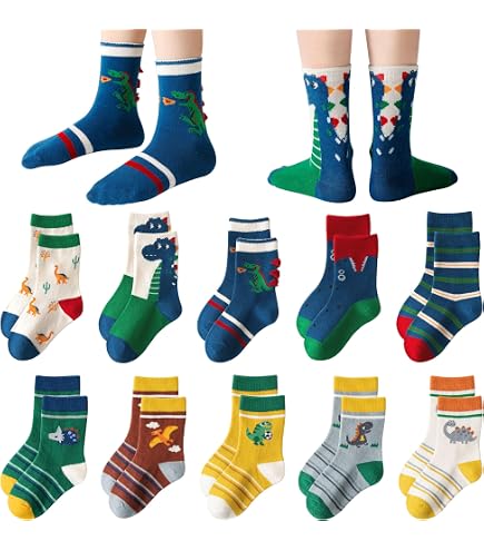 5 Paia Calze bambino, Calze bambini, Calzini stitch bambini, Calzini Calze in Cotone, Adatto per bambini dai 3 ai 5 anni, Calzini Bambini Bambina (Modello di dinosauro