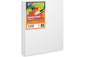 ESENG® Panel de lienzo 12 unidades, 23x30 cm｜9x12 pulgadas, 100% algodón, juego de paneles de lienzo, cartón para pintura acrílica, pintura al óleo, tempera y gouache