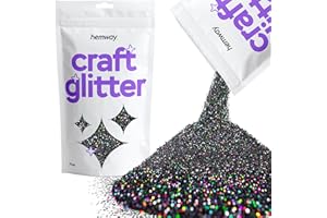 Hemway Paillettes holographiques fines de 0,4 mm pour loisirs créatifs, gobelets, écoles, décorations sur verre et papier, projets de bricolage - Noir, 100 g