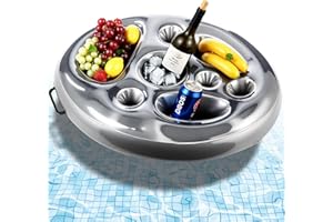 DUBUOZA Porte-Gobelet Gonflable Flottant 2 en 1-8 Trous Porte-Gobelet de Piscine Gonflable pour Les Fêtes de Piscine D'été Floating Bar