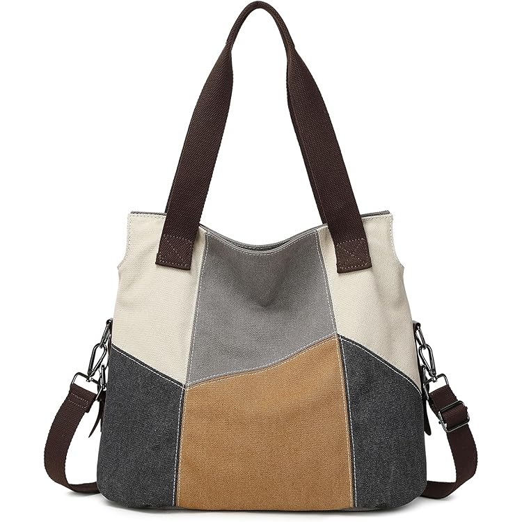 FANDARE Canvas handtas schoudertas dames schoudertas vintage vrouwen werktas voor shopper reizen crossbody messenger bag, blauw (a), Large, vintage