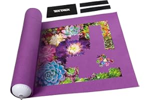 Tektalk Tapis de puzzle enroulable avec 2 sangles élastiques - Sac de rangement non tissé - Tube gonflable - Jusqu'à 1500 pièces - Violet