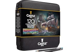 Castle Art Supplies Zestaw 120 kredek z zamkiem błyskawicznym | Wysokiej jakości miękkie kredki dla dorosłych, profesjonalistów i kolorystów | W woreczku na zamek błyskawiczny
