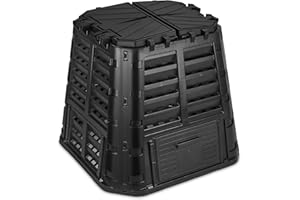 DF OMER D.F. Omer - Bidone di compostaggio da giardino in plastica riciclata, 420 litri, grandi dimensioni, crea terreno fertile, facile assemblaggio, leggero e aerato, da esterno -