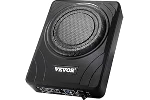 VEVOR Subwoofer per Auto Sotto Sedile, Subwoofer Auto Sottile Sistema Audio a Basso Profilo, Audio con Amplificatore integrato, Ingresso Livello Alto Basso Regolatore del Volume 203 mm e 300W
