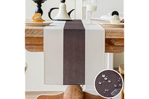 Vorysum Camino de Mesa Moderno Mantel Mesa Rectangular Mantel Antimanchas Impermeable Decoración Mesa de Comedor Lino Mantel para Vacaciones De Fiesta de Boda（ 33x183cm A-Marrón）