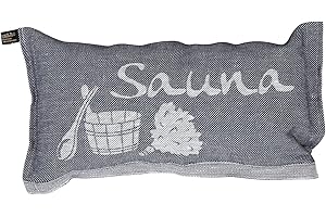 Jokipiin Pellava Jokipiin 1 cojín de sauna favorito cojín de viaje diseño: sauna Dimensiones: 40 x 22 cm, lino/algodón no tóxico – Kotex 100 Fabricado en Finlandia azul oscuro/blanco