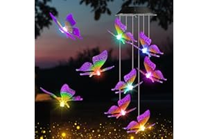 iShabao Farfalla Campanelli Eolici Solare, 6 LED Carillon del Vento Solare, Campanelli Solare Impermeabili, Cambiamento di colore, Regalo Mamma, Decorazione di Alberi, Balconi, Matrimoni (Viola)