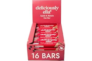 Deliciously Ella Apple and Raisin Oat Bar (16 bars) - Natural Ingredients - Breakfast Bar - Vegan - Healthy Snack - Gluten Free - (50g x 16 snack bars)