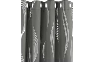 Deconovo Cortinas Salon Modernas Aislantes Térmicas de Líneas Onduladas con Ollados 2 Piezas 132x183cm Gris Claro