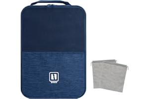 jooeer Travel Shoe Bag Waterproof Packing Organizer Storage Pouch Boot Carrier Football Golf Sports Accessory Holder with 2 Drawstring Shoes Bags for Men Women, Navy Blue