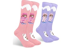 KOOOGEAR Kids Ski Socks,2 Pairs Girls Thermal Ski Socks High Performance Long Knee High Socks for Skiing Snowboarding Hiking Outdoor Activities