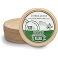 Terra Verde Disposable Bamboo Fibre Paper Plates l 10 inch (25 cm) Round 50 Pack l Large Unbleached Natural Brown l Compostable Eco Friendly Extra Strong Plate for Events, Parties, Picnic, BBQ