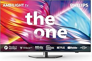 PHILIPS Ambilight The One 43PUS8909 4K LED Smart TV - 43 Inch Display with Pixel Precise Ultra HD Titan OS, Dolby Vision, Dolby Atmos Sound, Works with Alexa and Google Voice Assistant - Black