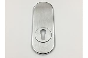 BOCCHETTA PER PORTA PORTONE BLINDATO, PIASTRINA ROSETTA PER CILINDRO EUROPEO CROMO SATINATO 170X62 COMPLETA DI VITI DI FISSAGGIO SECUREMME