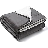 Bedsure Plaid Polaire 220x240 Couverture - Couvre Lit 2 Personnes Noir, Jete De Canape Grande Taille, Plaid Canapé Sherpa Doux Et Chaude